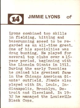 1974 Laughlin Old-Time Black Stars #14 Jimmie Lyons Back