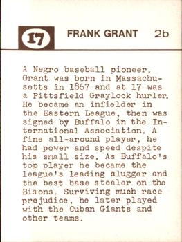 1974 Laughlin Old-Time Black Stars #17 Frank Grant Back
