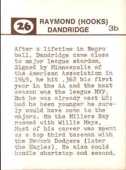 1974 Laughlin Old-Time Black Stars #26 Ray Dandridge Back