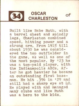 1974 Laughlin Old-Time Black Stars #34 Oscar Charleston Back
