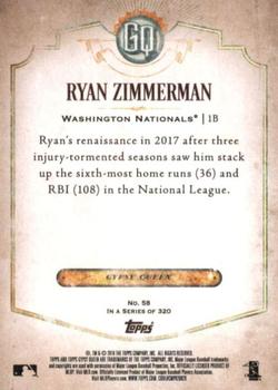 2018 Topps Gypsy Queen #58 Ryan Zimmerman Back