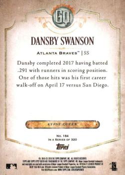 2018 Topps Gypsy Queen #184 Dansby Swanson Back