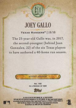 2018 Topps Gypsy Queen #192 Joey Gallo Back
