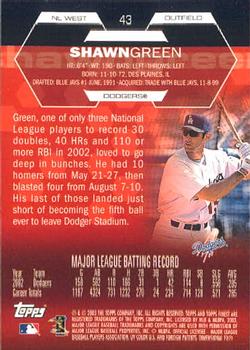 2003 Finest #43 Shawn Green Back