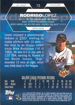 2003 Finest #73 Rodrigo Lopez Back