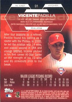 2003 Finest #91 Vicente Padilla Back