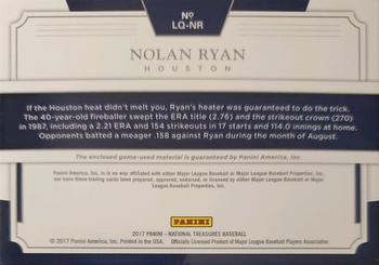 2017 Panini National Treasures - Legends Quads #LQ-NR Nolan Ryan Back