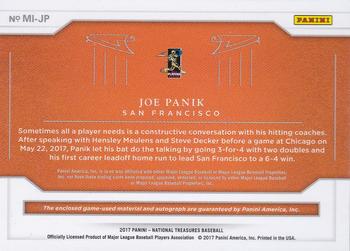 2017 Panini National Treasures - Material Ink Gold #MI-JP Joe Panik Back