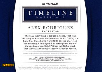 2017 Panini National Treasures - Timeline Materials Nicknames #TMN-AX Alex Rodriguez Back
