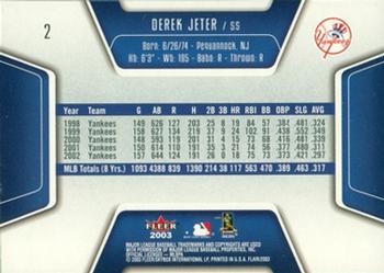 2003 Flair #2 Derek Jeter Back