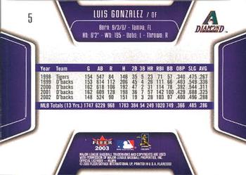 2003 Flair #5 Luis Gonzalez Back