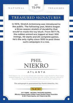 2017 Panini National Treasures - Treasured Signatures #TS-PN Phil Niekro Back