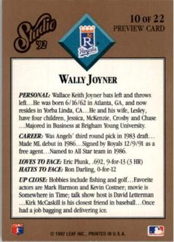 1992 Studio - Studio Previews #10 Wally Joyner Back