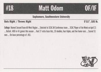 2003 Sun Printing Wisconsin Woodchucks #NNO Matt Odom Back