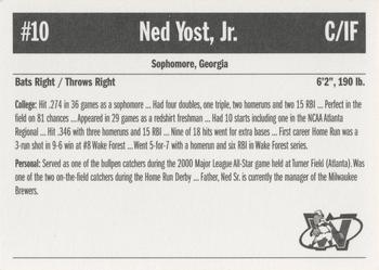 2003 Sun Printing Wisconsin Woodchucks #NNO Ned Yost Jr. Back