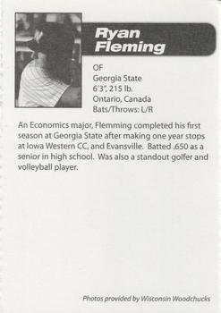 2010 Sun Printing Wisconsin Woodchucks #NNO Ryan Fleming Back