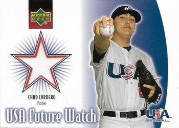 2002 Upper Deck Rookie Update - USA Future Watch Swatches #US-CC Chad Cordero Front