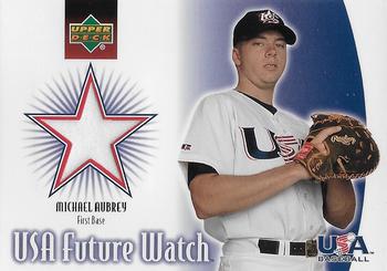 2002 Upper Deck Rookie Update - USA Future Watch Swatches #US-MA Michael Aubrey Front