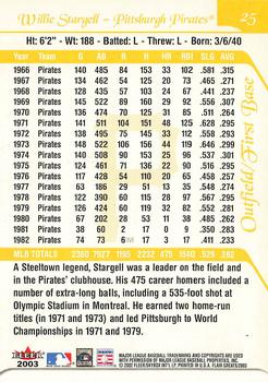2003 Flair Greats #25 Willie Stargell Back