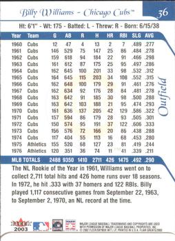 2003 Flair Greats #36 Billy Williams Back