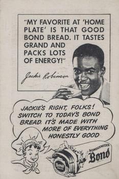 1947 Bond Bread Jackie Robinson #NNO Batting, No Shirt Sleeves Back