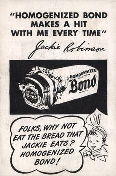 1947 Bond Bread Jackie Robinson #NNO Fielding, Ball in Glove Back