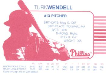 2002 Acme/Nabisco Philadelphia Phillies #NNO Turk Wendell Back