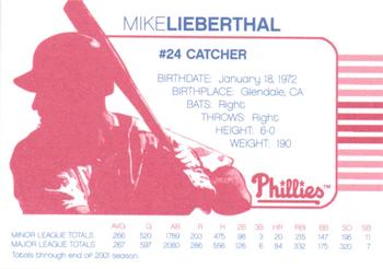 2002 Acme/Nabisco Philadelphia Phillies #NNO Mike Lieberthal Back