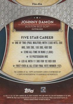 2017 Topps Five Star - Base Autograph Blue #FSA-JDA Johnny Damon Back