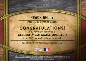 2017 Topps Five Star - Five Star Celebrity Cut Signatures #FSCCS-GK Grace Kelly Back