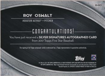 2017 Topps Five Star - Silver Signatures Purple #SS-RO Roy Oswalt Back