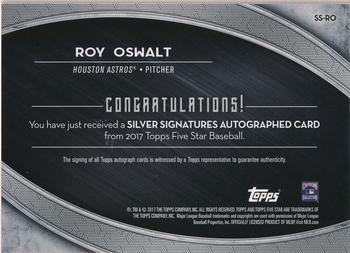 2017 Topps Five Star - Silver Signatures Gold #SS-RO Roy Oswalt Back