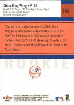 2003 Fleer Box Score #143 Chien-Ming Wang Back