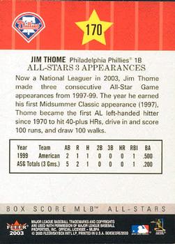 2003 Fleer Box Score #170 Jim Thome Back
