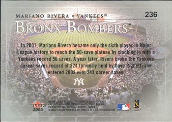 2003 Fleer Box Score #236 Mariano Rivera Back