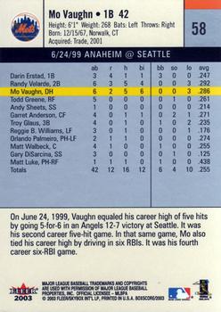 2003 Fleer Box Score #58 Mo Vaughn Back