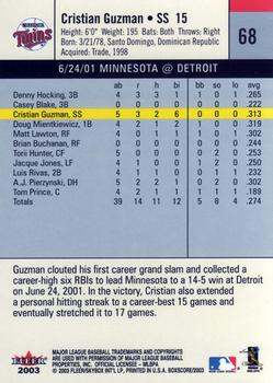 2003 Fleer Box Score #68 Cristian Guzman Back