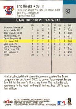 2003 Fleer Box Score #93 Eric Hinske Back