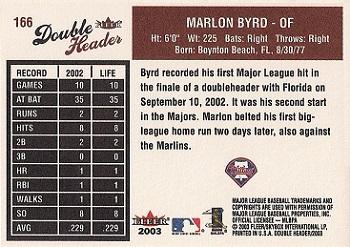 2003 Fleer Double Header #166 Marlon Byrd Back