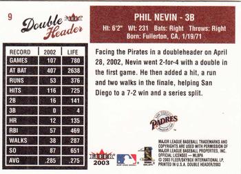 2003 Fleer Double Header #9 Phil Nevin Back