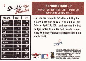 2003 Fleer Double Header #17 Kazuhisa Ishii Back