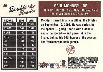 2003 Fleer Double Header #40 Raul Mondesi Back