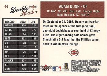 2003 Fleer Double Header #44 Adam Dunn Back