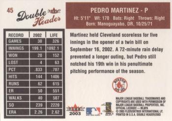 2003 Fleer Double Header #45 Pedro Martinez Back