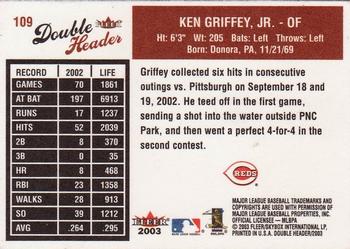 2003 Fleer Double Header #109 Ken Griffey, Jr. Back
