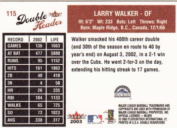 2003 Fleer Double Header #115 Larry Walker Back
