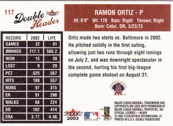 2003 Fleer Double Header #117 Ramon Ortiz Back