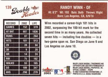 2003 Fleer Double Header #139 Randy Winn Back