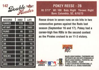 2003 Fleer Double Header #142 Pokey Reese Back