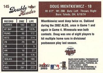 2003 Fleer Double Header #145 Doug Mientkiewicz Back